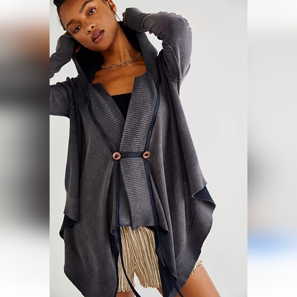 New! || FREE PEOPLE || Tyler Drape Moto hoodie, sweatshirt, cardigan, size S